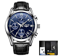 Мужские кварцевые наручные часы с темным циферблатом черные с кварцевым механизмом стильные модные красивые