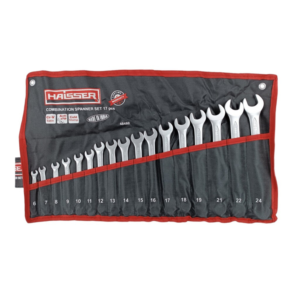 Набір ключів комбінованих COLD STAMPED CRV із 17 од. SATINE. Haisser 48480