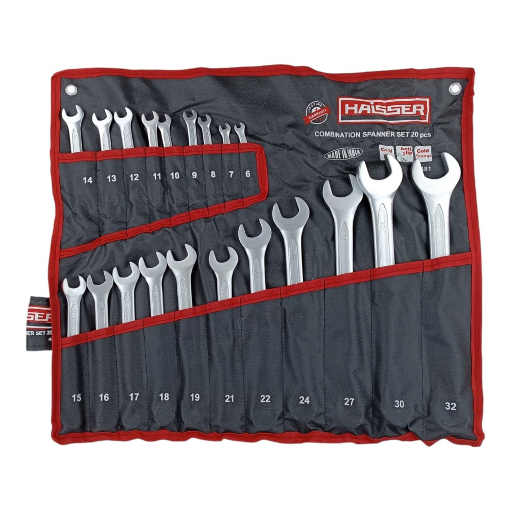 Набір ключів комбінованих COLD STAMPED CRV із 20 од. SATINE. Haisser 48481