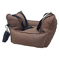 Автокресло сумка-переноска лежак для собак животных автомобильная переноска 52х 52 см съемный чехол Коричнев