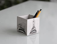 Подставка-органайзер стакан для ручек, карандашей, канцелярии "Серый мрамор"