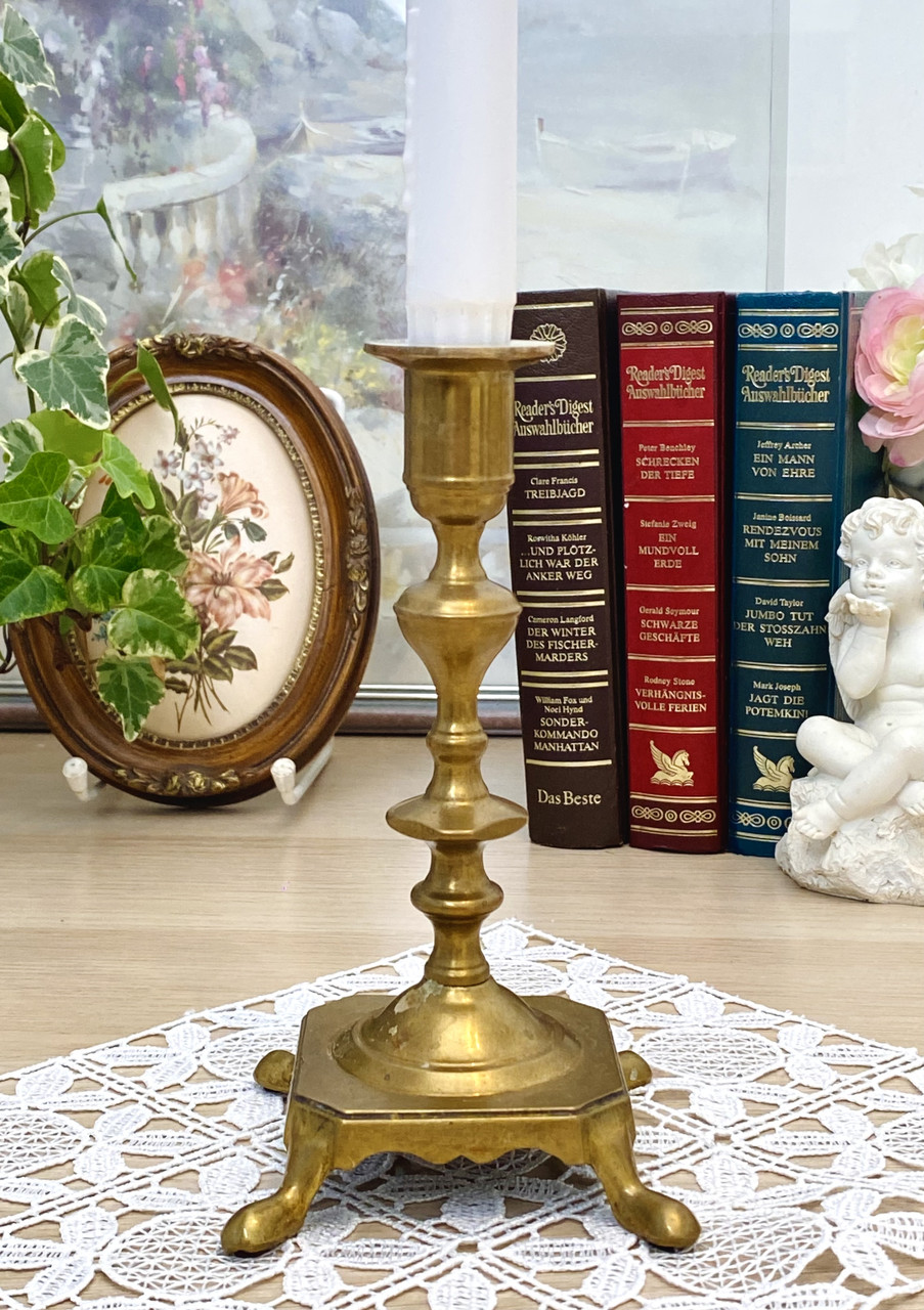 Старий бронзовий камінний свічник під конусну свічку, латунь, Німеччина, 18 см