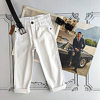 Детские белые облегченные летние коттоновые джинсы для мальчика