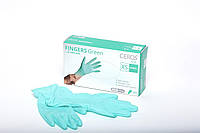 Перчатки нитриловые смотровые не стерильные без пудры Ceros TM Fingers Green, размер М