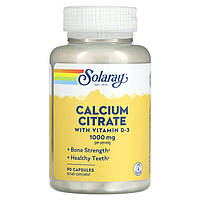 Цитрат кальцію з вітаміном D-3, Calcium Citrate, Solaray, 1000 мг, 90 капсул (SOR-04583)