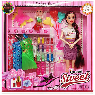 Ігровий набір Лялька з донькою "Quenn Sweet" Bambi 313K43(Violet) з аксесуарами, Time Toys