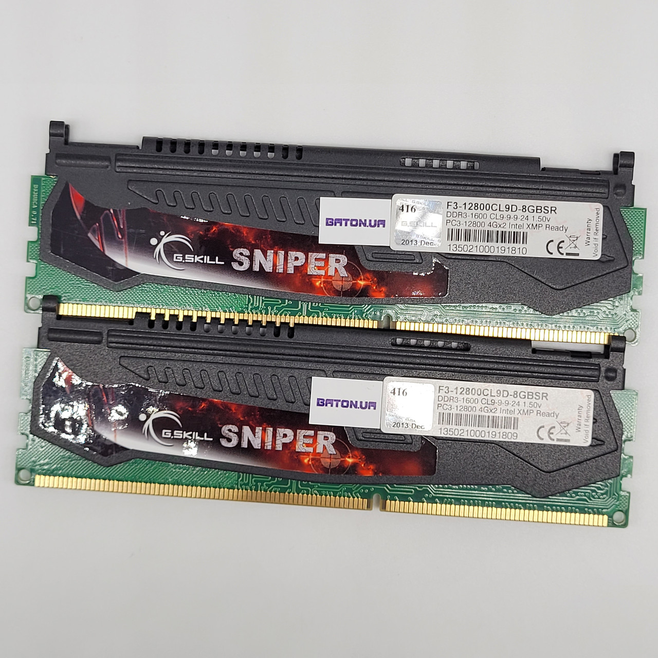 Комплект оперативної пам'яті G.skill Sniper DDR3 8Gb (2x4Gb) 1600MHz PC3-12800 1R8 CL9 (F3-128CL9D-8GBSR) Б/В