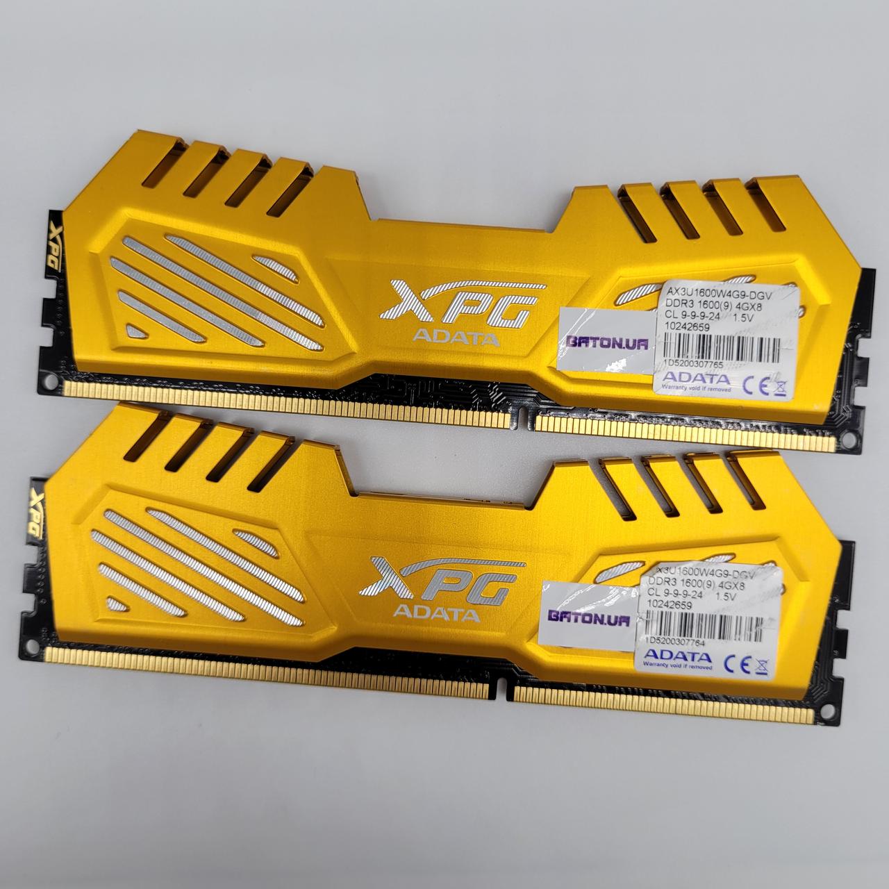 Пара оперативної памяти Adata XPG DDR3 8Gb (2x4Gb) 1600MHz 12800U CL11 (AX3U1600W4G11-BD) Б/В