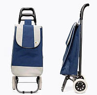Большая складная хозяйственна сумка35 кг на колесах Кравчучка для покупок Тачка для дачи Синяя
