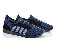 Кроссовки мужские текстильные Крок на шнурках летние темно-синие