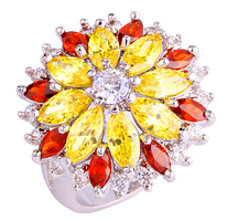 Шикарне жіноче кільце 17р. Гранат,цитрин