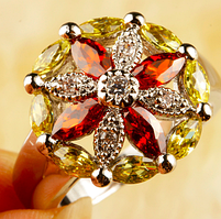 Шикарне жіноче кільце з гранатом і цитрином 17р