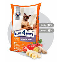 Сухой корм для кошек Club 4 Paws Премиум. Для кошек, живущих в помещении 4 в 1 14 кг 4820083909436 n