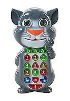 Детский развивающий телефон Говорящий кот Котофон Limo toy 7344 U I С диктофоном и украинской озвучкой Темно-серый