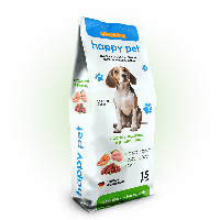 Сухий корм для собак середніх порід Happy Pet на основі 3-х видів м'яса 15 кг