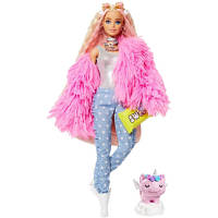 Кукла Barbie Экстра в розовой пушистой шубке GRN28 n