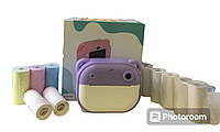 Детский фотоаппарат с термопринтером Камера принтер 2 камеры розовый и 11 шт рулонов бумаги