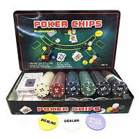Настольная игра Johnshen Sports Покерный набор на 300 фишек без номинала + сукно жестяная коробка IG-3007 n