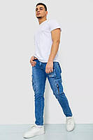Чоловічі джинси  з кишенями "карго", повсякденні, стильні, базові, синього кольору,  28-34 р.