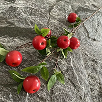 Штучні квіти декоративні фрукти яблука гілки довжиною 90 см 2шт по 7 яблук на кожній гілці червоні