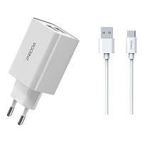 Зарядное устройство Proda PD-A28a 2хUSB 2.4A + USB Type-C 1.0m PD-A28c-WH n