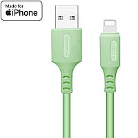 Кабель/шнур для Айфона (iPhone 11/12/13/14) Lightning, 1 метр, зеленый, силиконовый, ColorWay