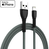 Кабель/шнур для Айфона (iPhone 11/12/13/14) Lightning, 1 метр, в тканевой оплетке, Quick Charge 3.0, ColorWay