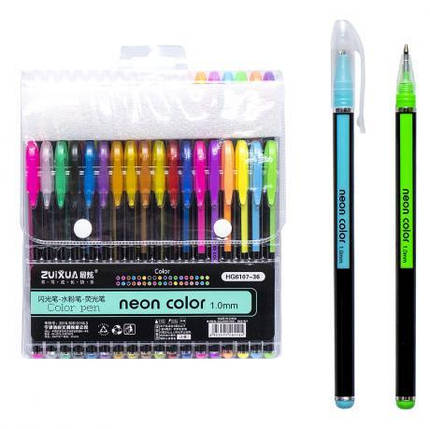 Набір гелевих ручок 36 кольорів "Neon color" HG6107-36 KNZ, фото 1