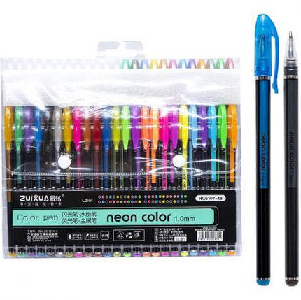 Набір гелевих ручок 48 кольорів "Neon color" HG6107-48 KNZ, фото 1