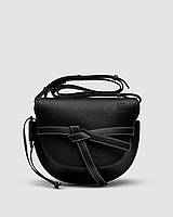 Женская сумка Loewe Gate Small Leather and Jacquard Shoulder Bag Black (чёрная) красивая сумочка KIS99419