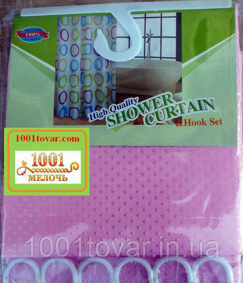 Шторка для ванної кімнати Shower curtain, однотонна рожева. Розмір 180х180 див., фото 1