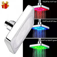 Насадка для душа светодиодная квадратная с автоматической подсветкой 7 цветов LED Shower укр