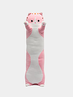 Мягкая длинная плюшевая игрушка Кот батон 130см подушка-обнимашка метровая для сна, Розовый