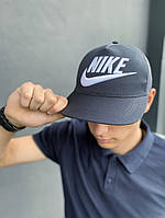 Тракер кепка Nike серый Большой логотип