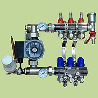 Колектор для теплої підлоги KP на чотири контуру в зборі з насосом (Чехиія)