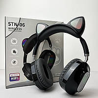 Детские наушники cat ear sp-25 Cat ear headphones stn-27 Bluetooth наушники с повербанком и LED-подсветкой черный