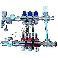 Колектор для теплої підлоги 11 контурів в зборі без насоса з триходовим термостатичним клапаном