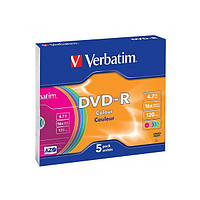 Verbatim DVD-R 4,7 GB 16x Slim 5 шт Color (43557)