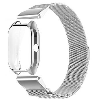Комплект для годинника Amazfit GTS4 сріблястий (чохол + металевий ремінець 20 мм)