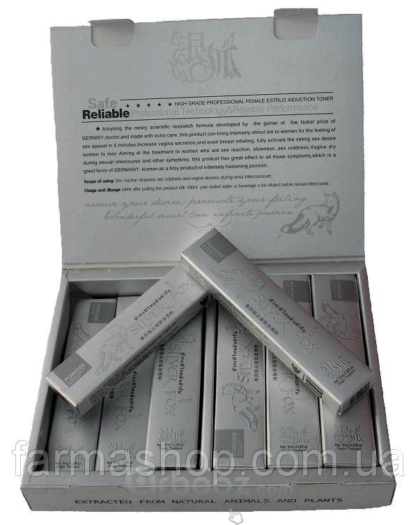 Срібна лисиця - Сільвер Фокс (Silver Fox) — афродизіак для жінок у краплях 6 пакетиків hotdeal, фото 1