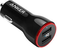 Автомобильный адаптер для телефона Anker PowerDrive 2 Black 24W 2xUSB V3 (A2310G11)