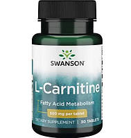 Карнитин Swanson L-Carnitin 500 mg 30 Tabs DH, код: 7566654