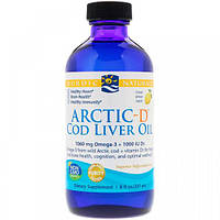 Жир из печени трески Nordic Naturals Arctic-D Cod Liver Oil 8 fl oz 237 ml Lemon IN, код: 7518175