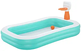 Дитячий надувний басейн 54445 (251х168х102 см) з баскетбольним кільцем