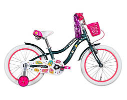 Велосипед алюміній 18 Formula CREAM гальмівна рама-9" зелений з рожевим з корзиною Pl з крилом Pl 2024 Velo