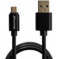 Дата кабель USB 2.0 AM to Micro 5P 1.0m Cu, 2.1A, Black Grand-X MM-01B n
