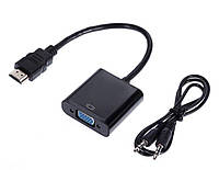 Переходник Proinstal HDMI (тато) - VGA (мама) Black + аудио кабель