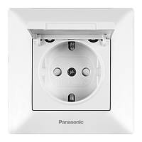 Розетка Panasonic Arkedia Slim White с заземлением, с крышкой