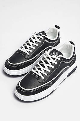 Кросівки чоловічі чорно-білого кольору на шнурівці 177214T Безкоштовна доставка