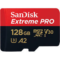 Карта памяти SanDisk 128 GB microSDXC UHS-I U3 Extreme Pro+SD Adapter SDSQXCD-128G-GN6MA n